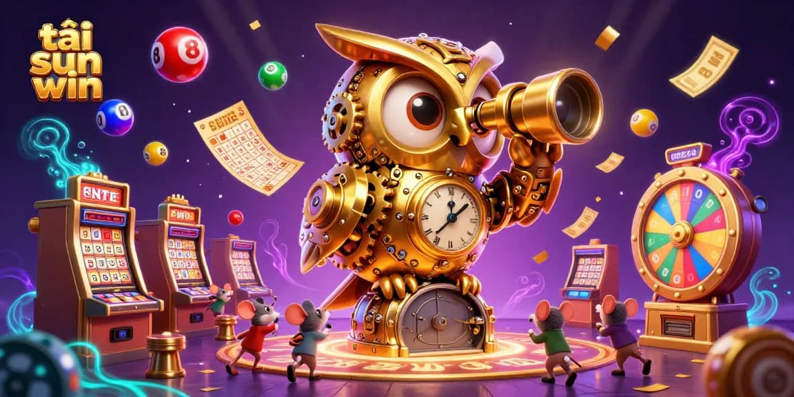Engage with the vibrant world of tải sun win, as a golden owl presides over dynamic casino activities.