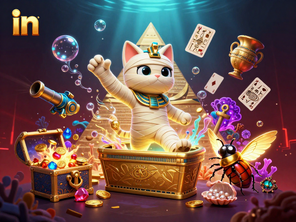 Experience thrilling play in an ultra-detailed pyramid casino scene with vibrant characters and glowing elements.
