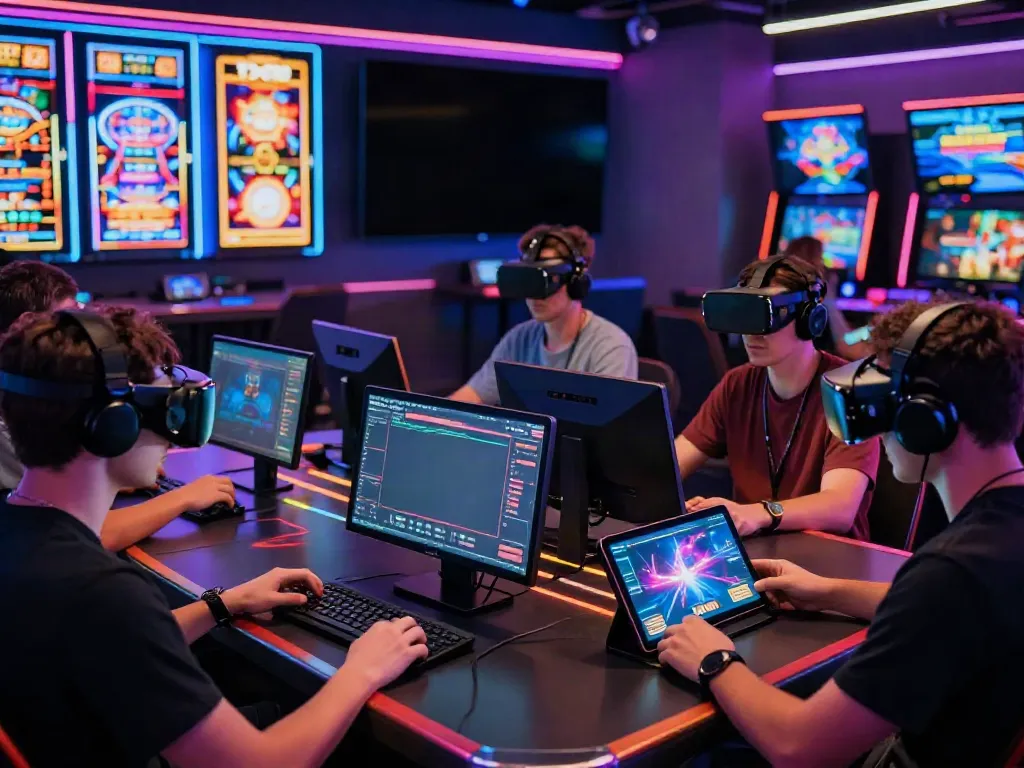Players enjoying online gambling at TX88 platform with vibrant digital displays and engaging atmosphere.