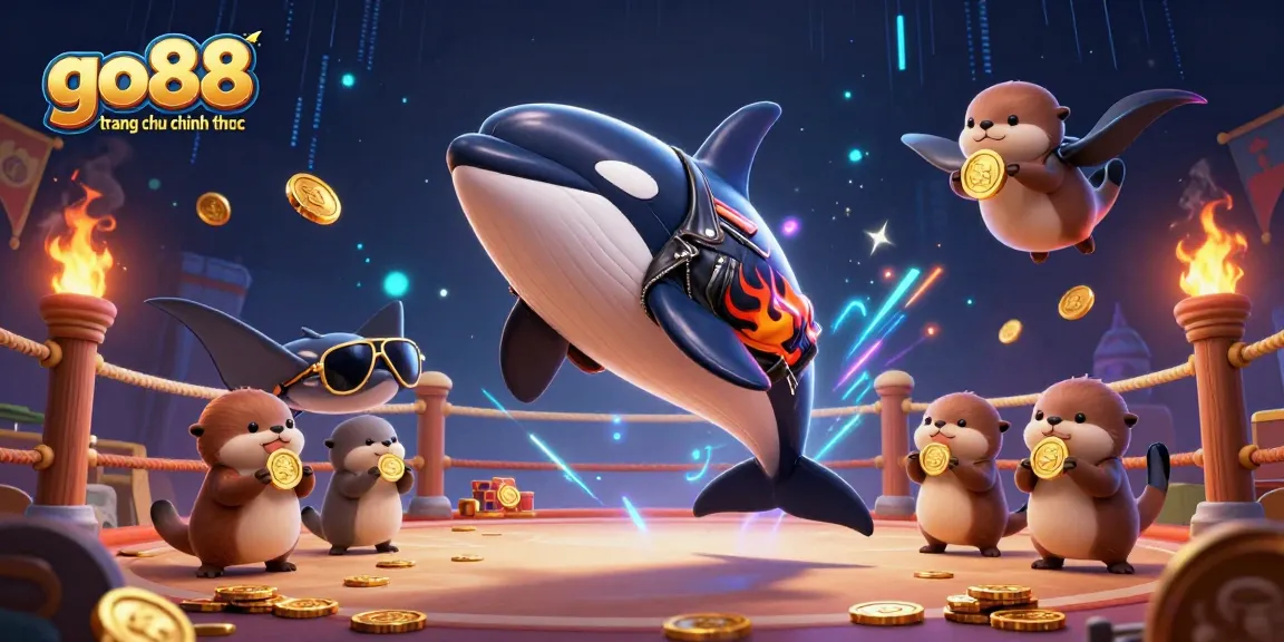 Experience thrilling gambling excitement with go88 trang chu chinh thuc as sea creatures celebrate winning in a vibrant casino scene.