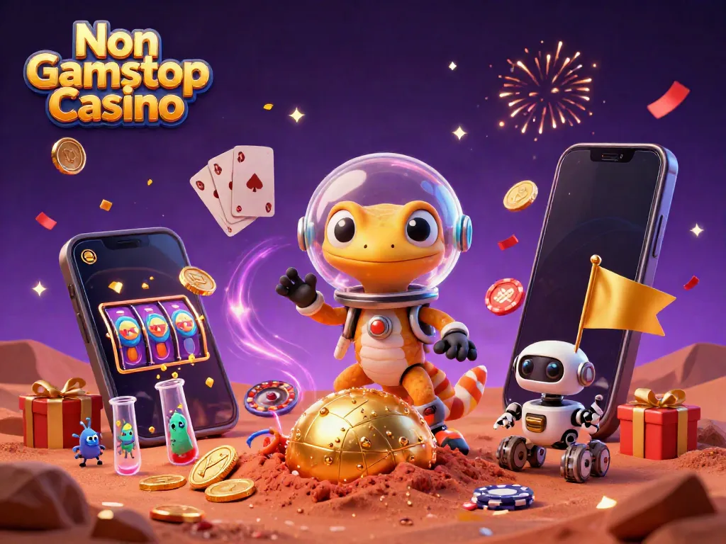 Celebrate at a Non Gamstop Casino; a Martian gecko finds a hidden golden casino on Mars.