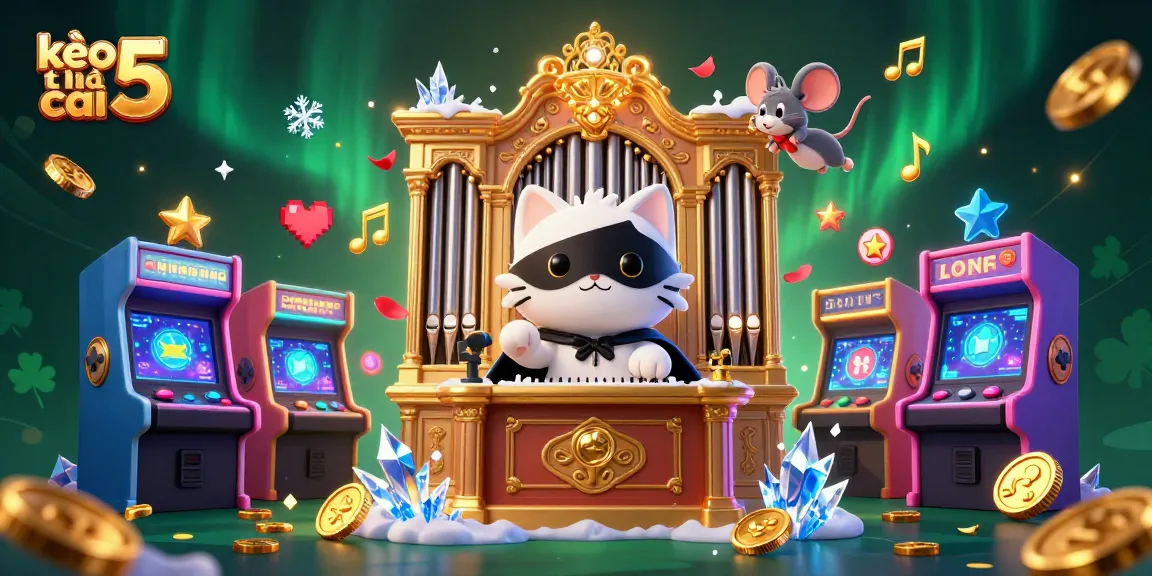 Engage in kèo nhà cái 5 with this vibrant scene full of animated casino-themed characters.