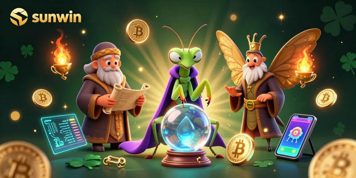 Engage in the mystical world of the sunwin casino with magical characters and crypto elements.